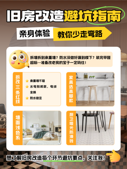 旧房改造避坑房屋改造小红书封面预览效果