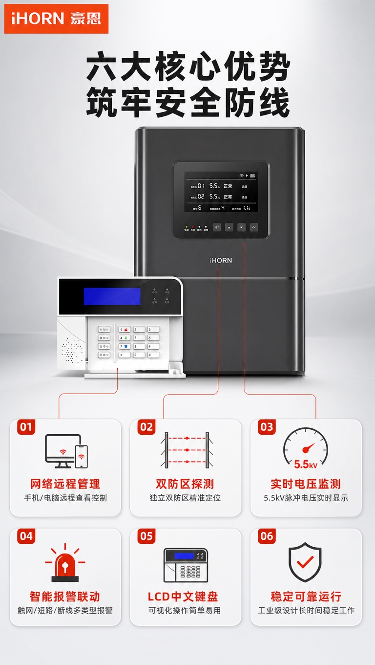 [商品] 使用【图1】网络型脉冲电子围栏系统（黑色脉冲主机+白… - 图片创意预览