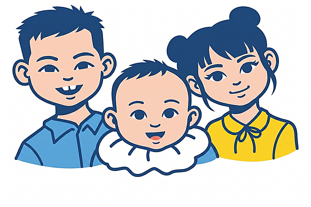 参考原图一家三口的形象，提炼设计成简约扁平化风格LOGO图标，适合应用在食品包装上，干净简洁，识别度高，白色背景