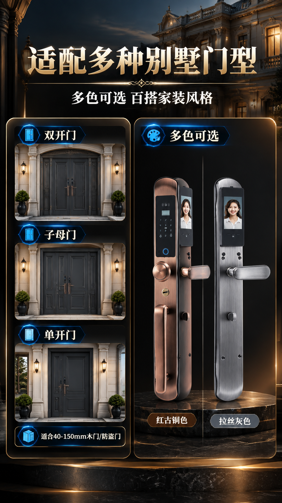 [商品] 使用【图2】欧式别墅指纹密码锁红古铜色；保留产品外观… - 图片创意预览