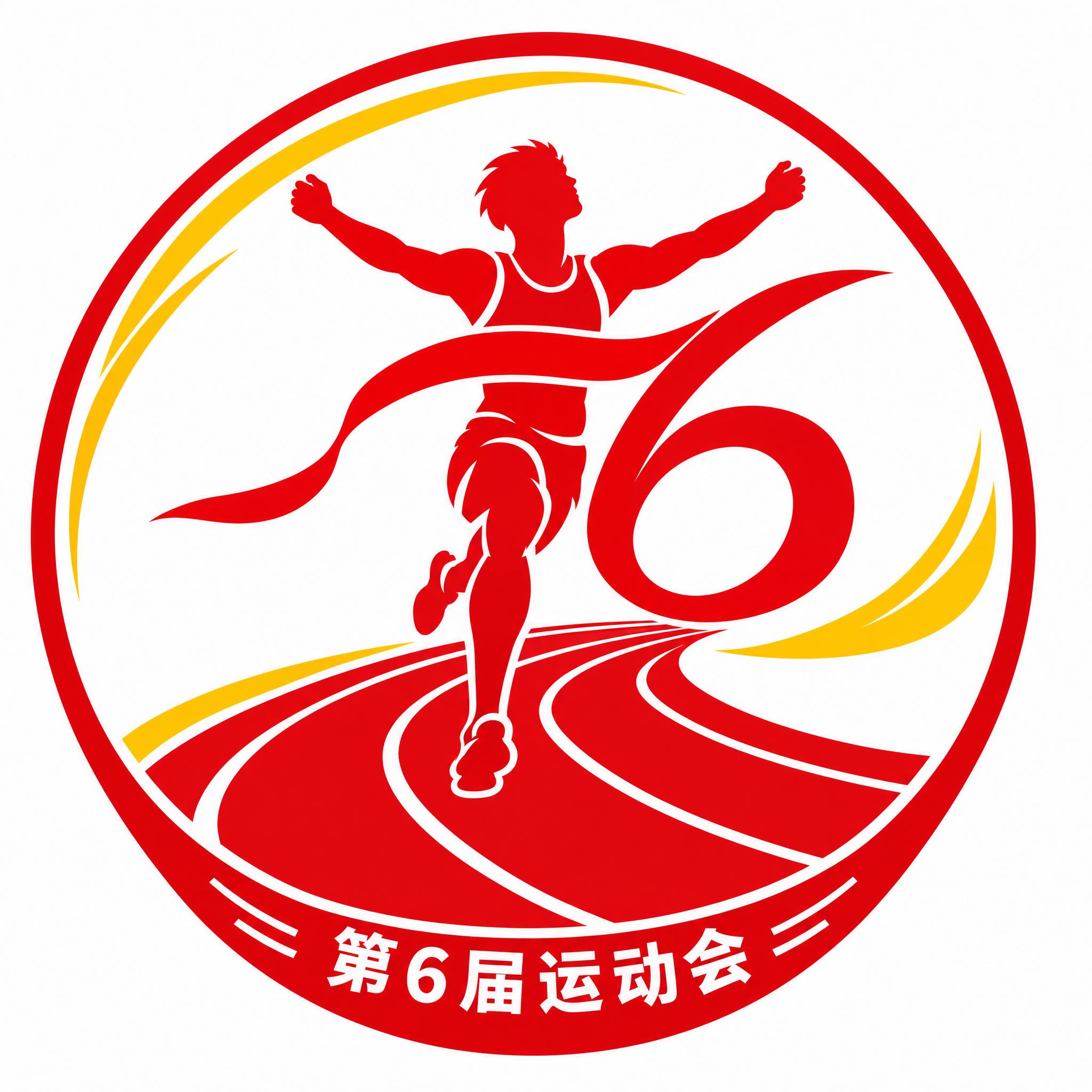 基于参考图重新设计第6届运动会会徽，圆形徽章构图。只保留中心一… - 图片创意预览