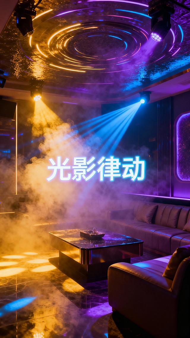 生成50张商务KTV的照片，图片加入一些文字