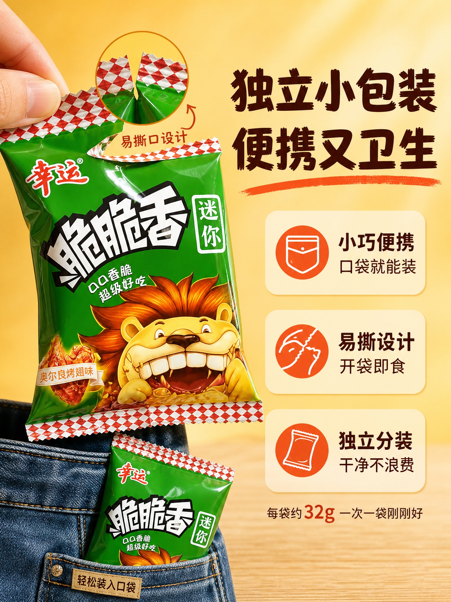 [商品] 使用【图2图3】幸运脆脆香独立小包装；保留包装袋的撕… - 图片创意预览