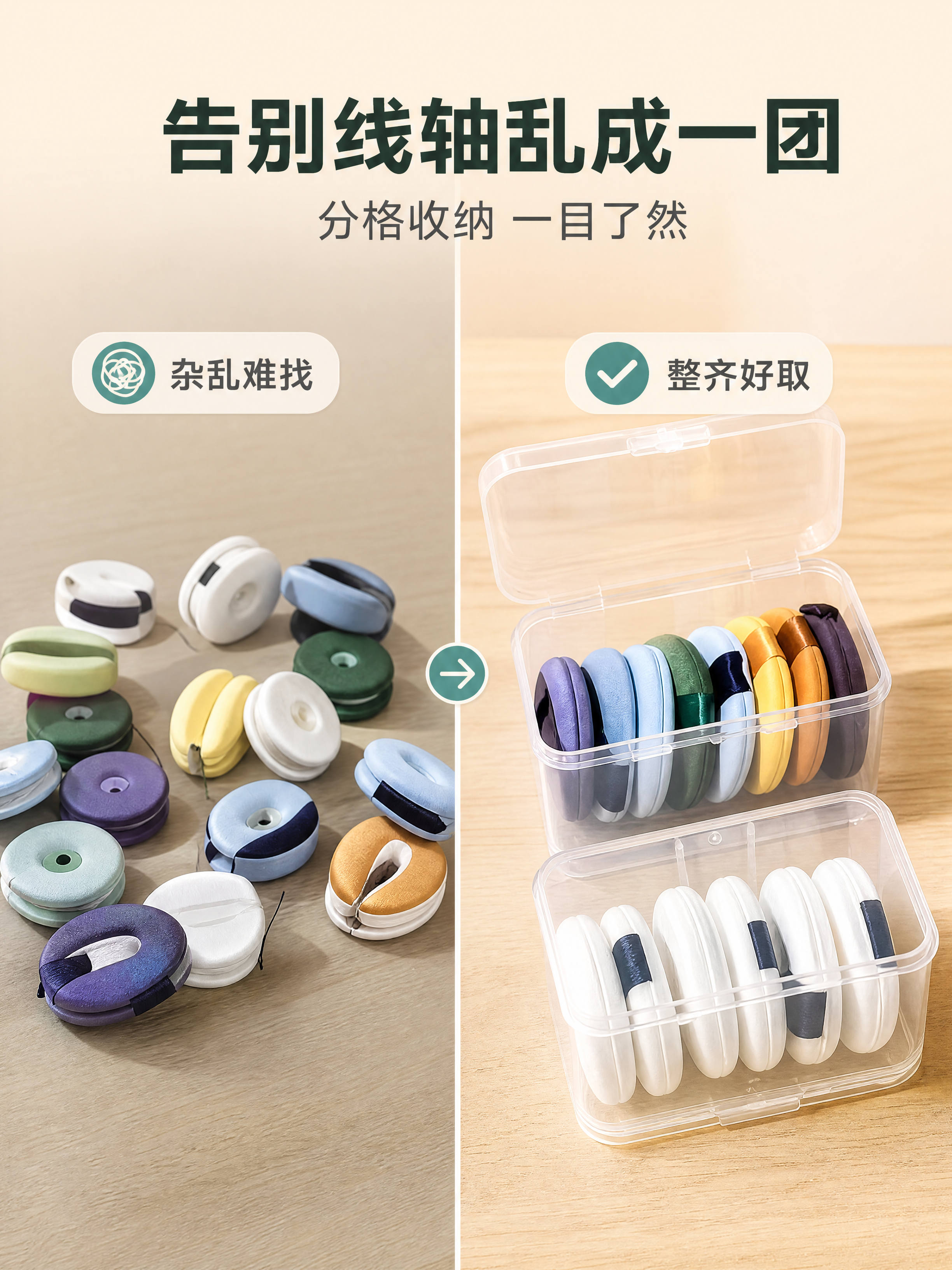 [商品] 使用【图1】透明塑料线轴收纳盒产品图；右侧展示产品保… - 图片创意预览