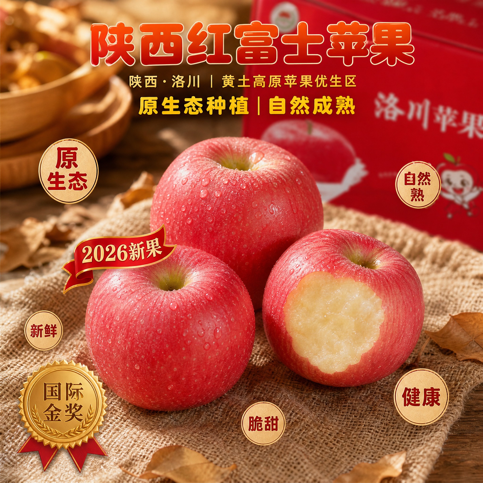 京东生鲜电商主图，800×800像素，1:1正方形。背景为粗麻… - 图片创意预览