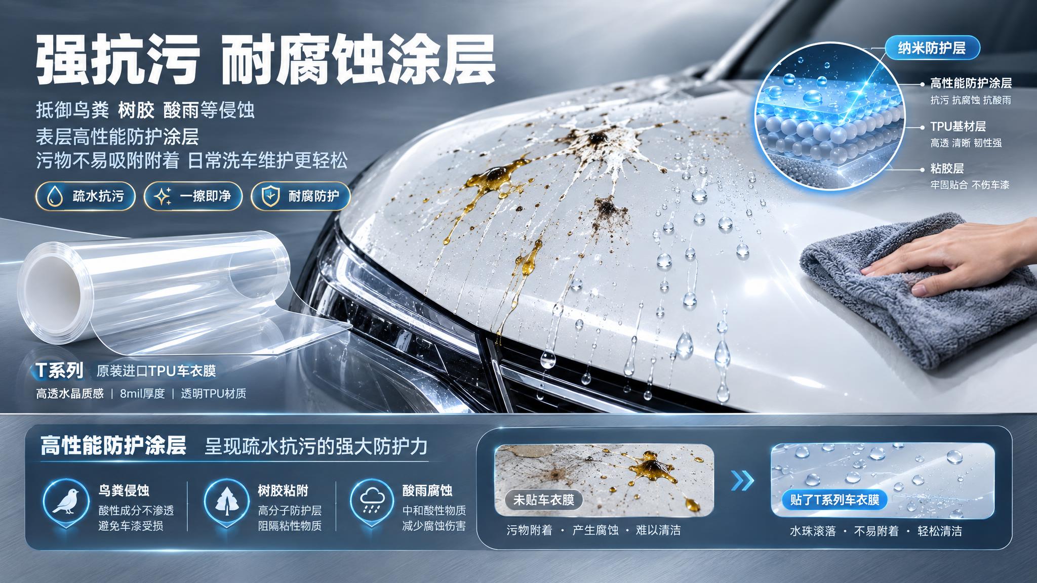 [商品] T系列原装进口TPU车衣膜，高透水晶质感，8mil厚… - 图片创意预览