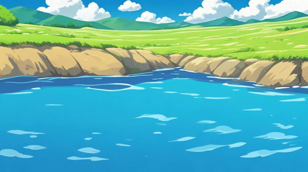 变宫崎骏的插画风格，Hayao Miyazaki style，扁平，描边，蓝天白云，草原背景预览效果