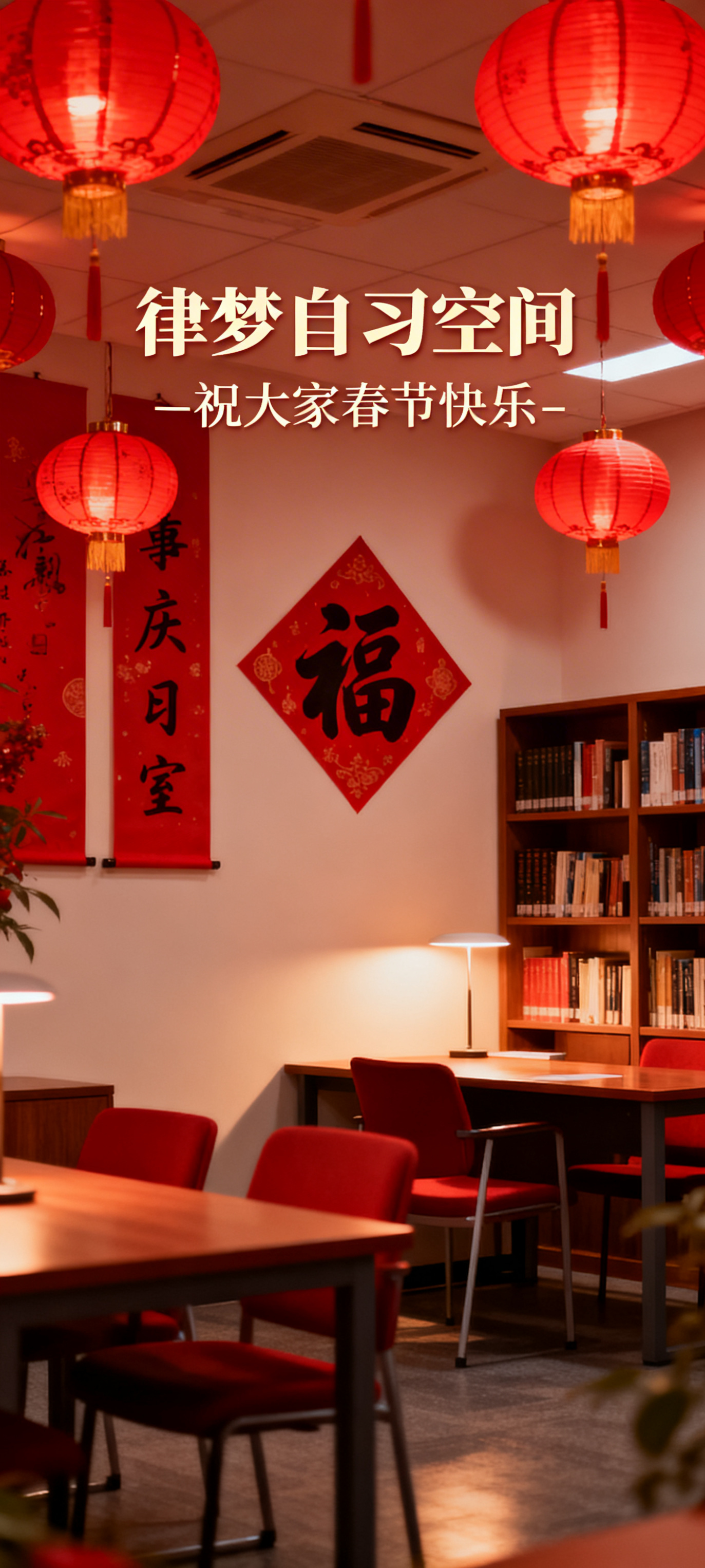574x1276尺寸的春节主题海报，背景为布置着红色灯笼、福字… - 图片创意预览