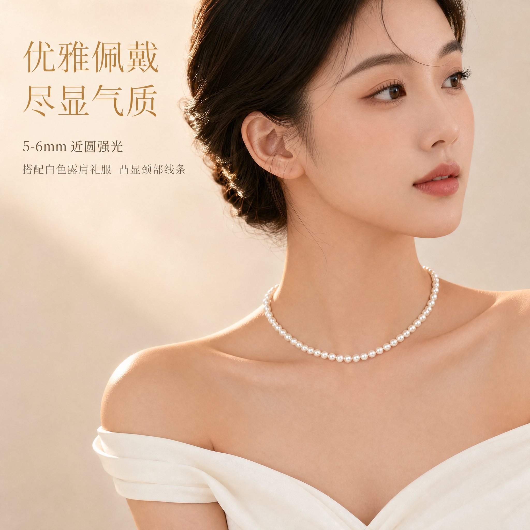 [主图] 珍珠项链优雅佩戴展示 高贵气质氛围 [统一基调] 整… - 图片创意预览
