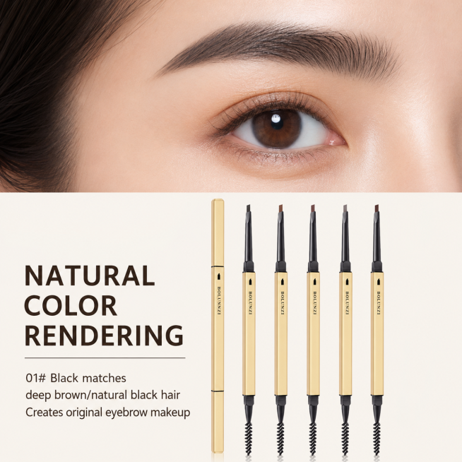 [Main Image 4] Color matching and rendering effect display for black eyebrow pencil. [Atmosphere Sty预览效果