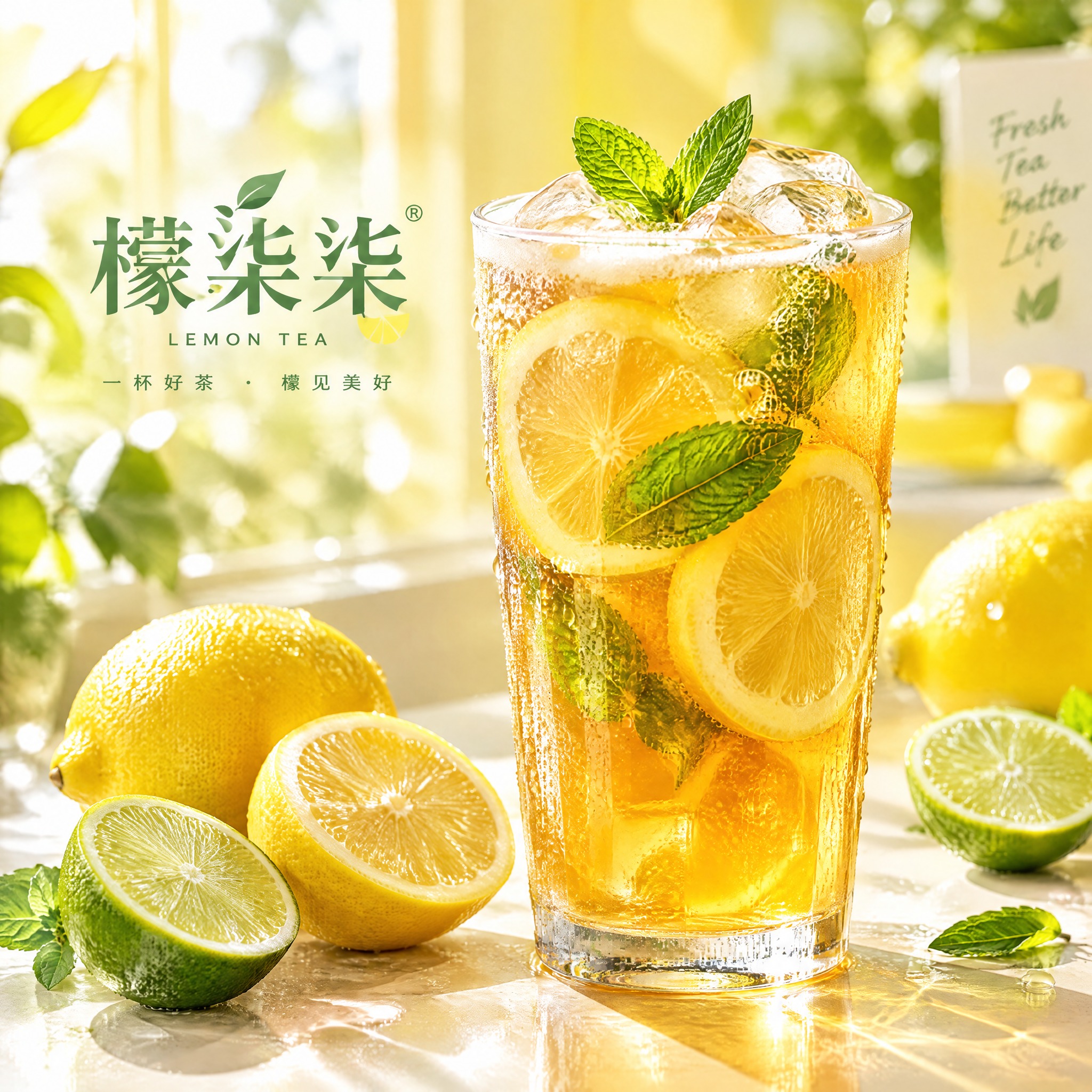 茶饮店头像设计，店名"檬柒柒"，清新柠檬黄色调为主，画面中央是… - 图片创意预览