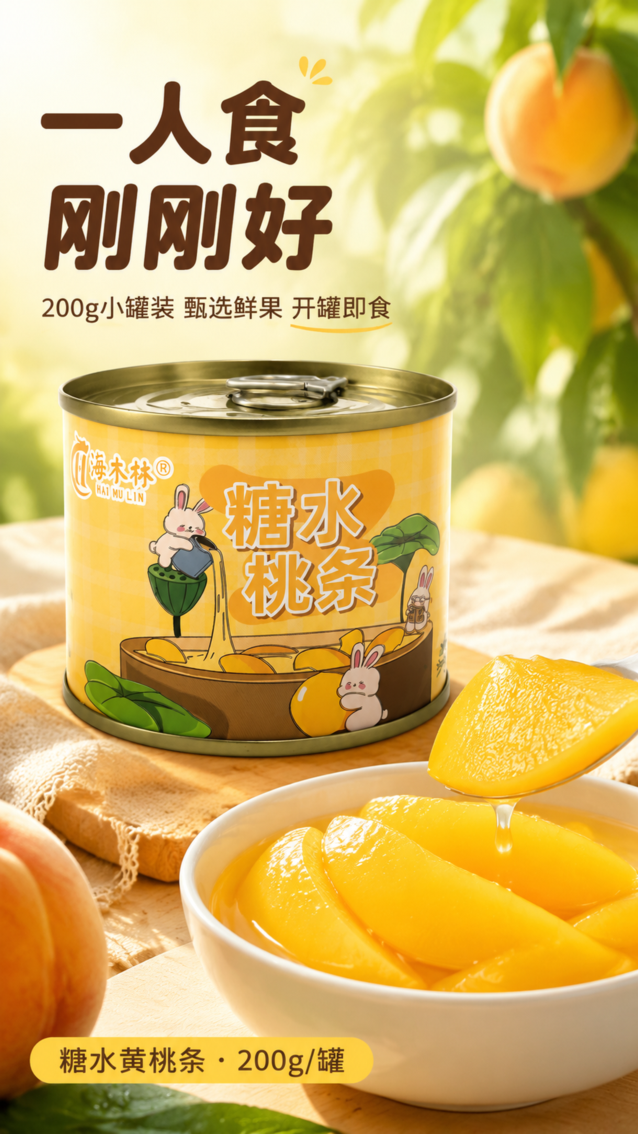 第1张 食欲头图-糖水黄桃条罐头200g新品宣传海报。本张使用… - 图片创意预览