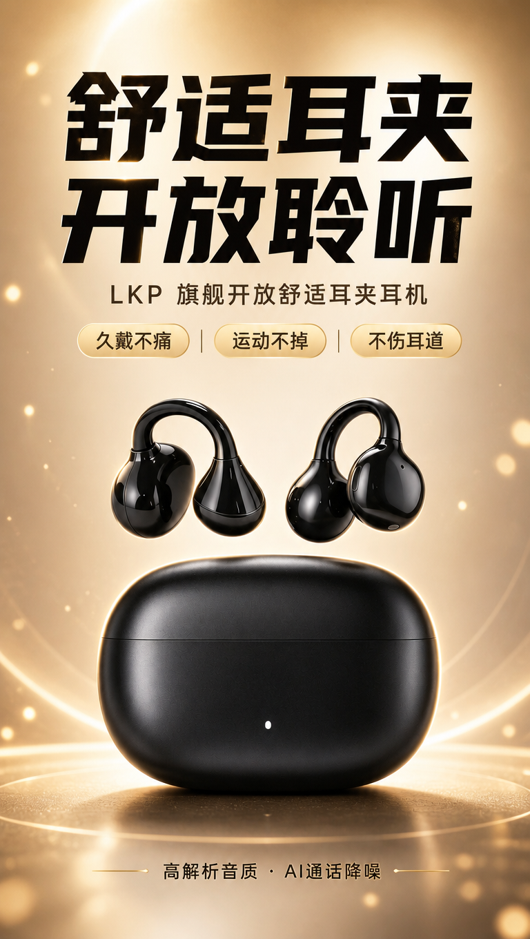 [商品] 使用【图1】黑色耳夹式蓝牙耳机（含充电仓）；保留耳夹… - 图片创意预览