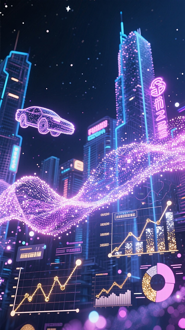 赛博朋克，金融数据可视化背景图