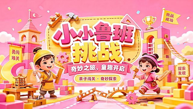 继续将两个孩子的眼睛调整得更小，需要明显缩小尺寸，同时让眼睛更有神采，保持眼带笑意，保留原海报其他所有内容不变。