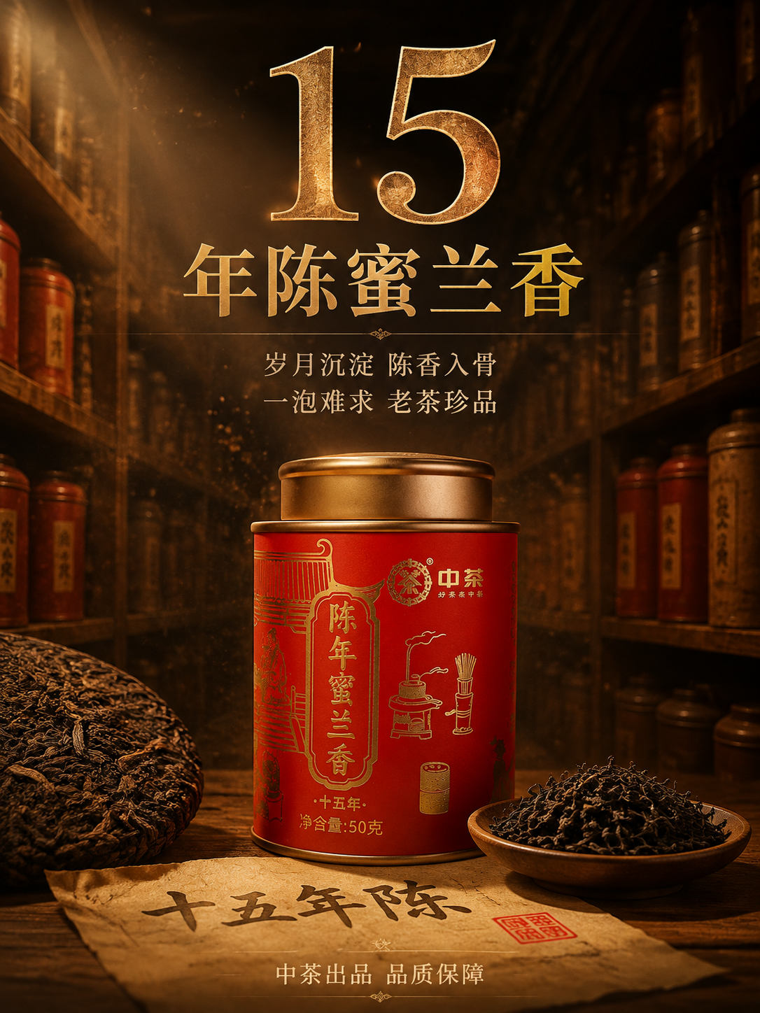 [主图-2] 抖音电商主图第二张3:4竖版，中茶陈年蜜兰香十五… - 图片创意预览