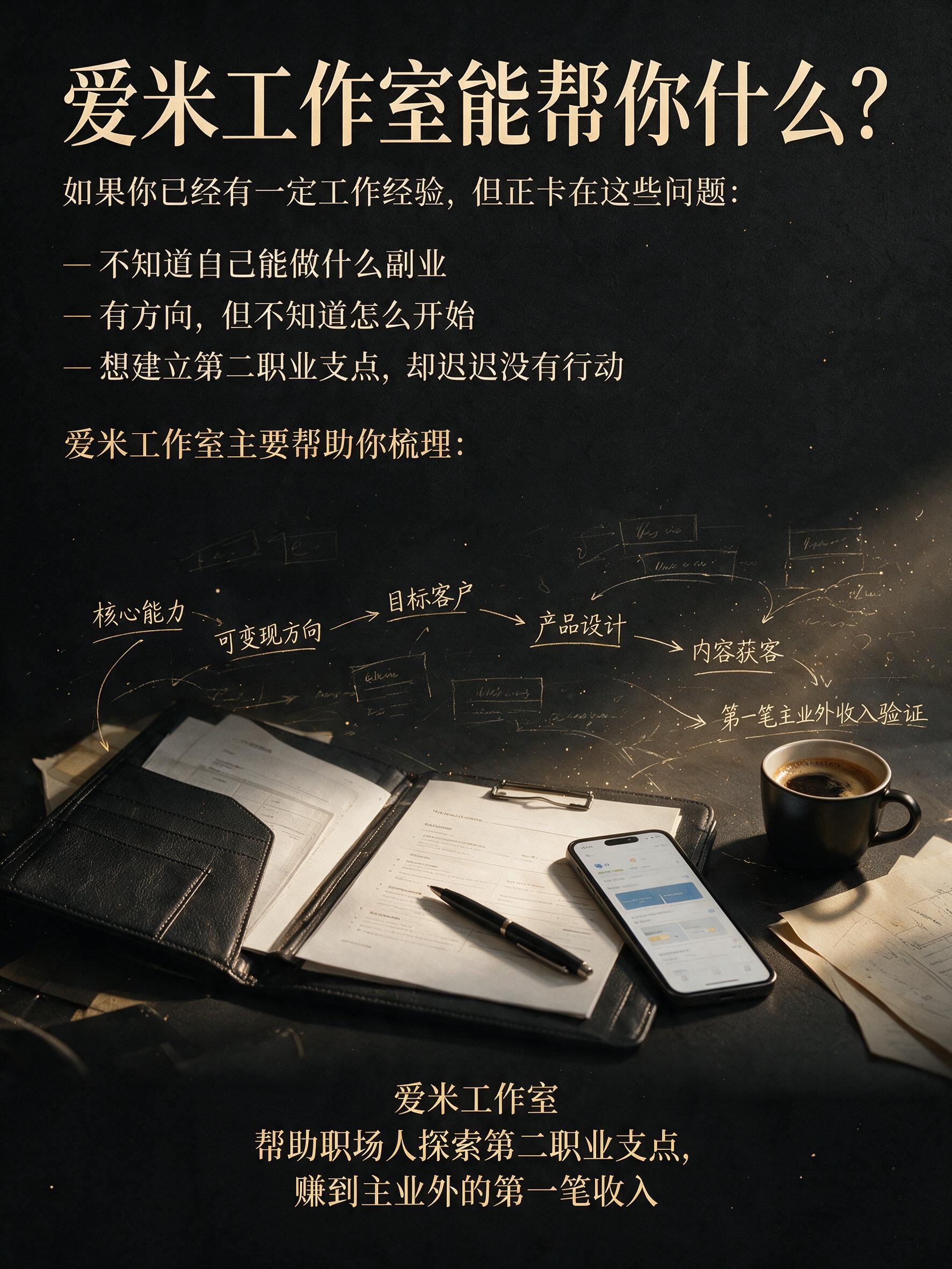 小红书3:4竖版图文海报第八页，职业咨询工作室服务收口页。深黑… - 图片创意预览