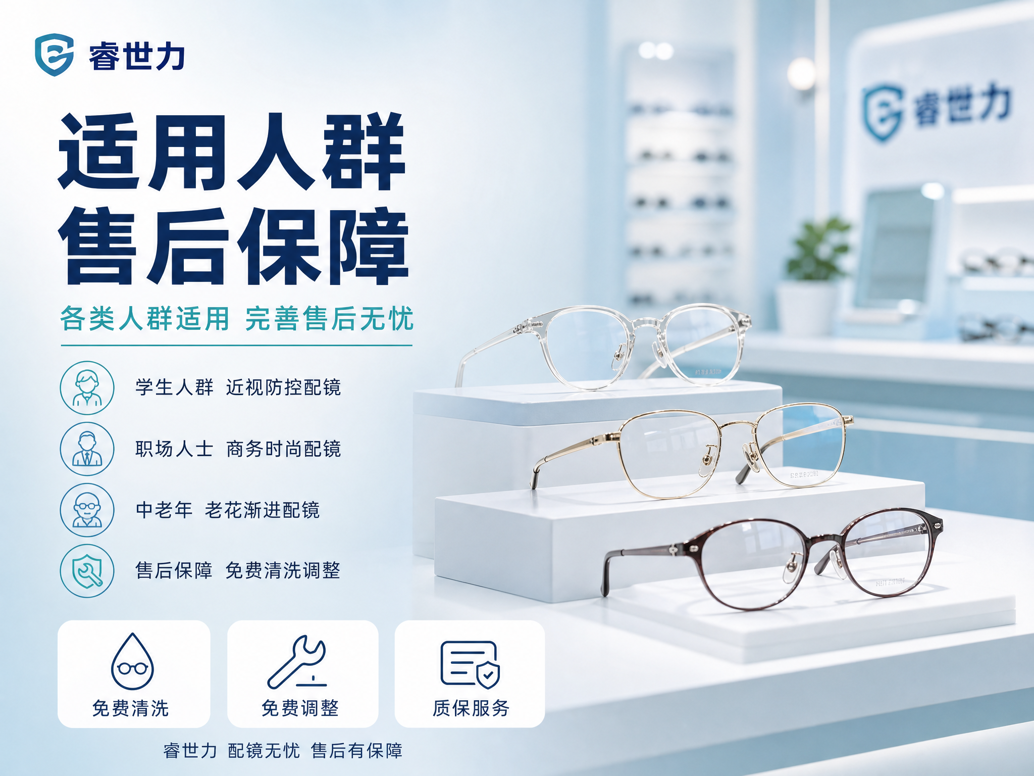 [辅图-3 适用人群与售后] 睿世力优惠配镜适用人群与售后服务… - 图片创意预览