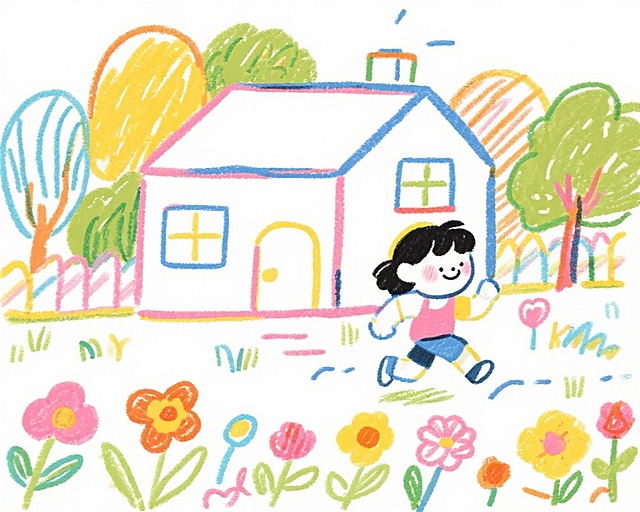 帮我生成两张500*400的儿童绘画作品