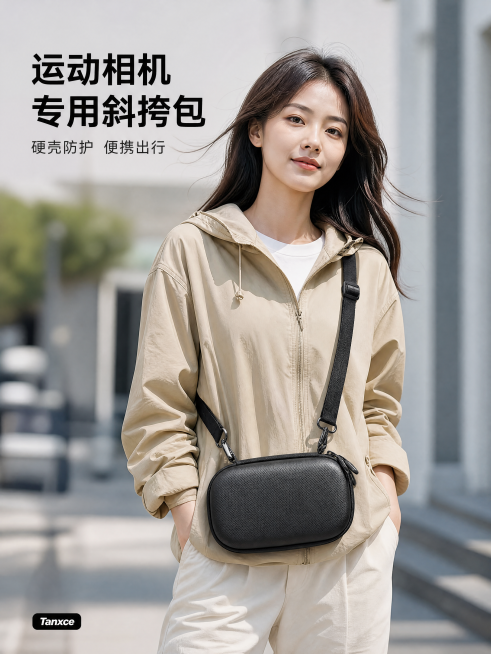 「图片1」帮我生成几张天猫使用的主图我需要一个美女背着我们的收纳包谢谢预览效果