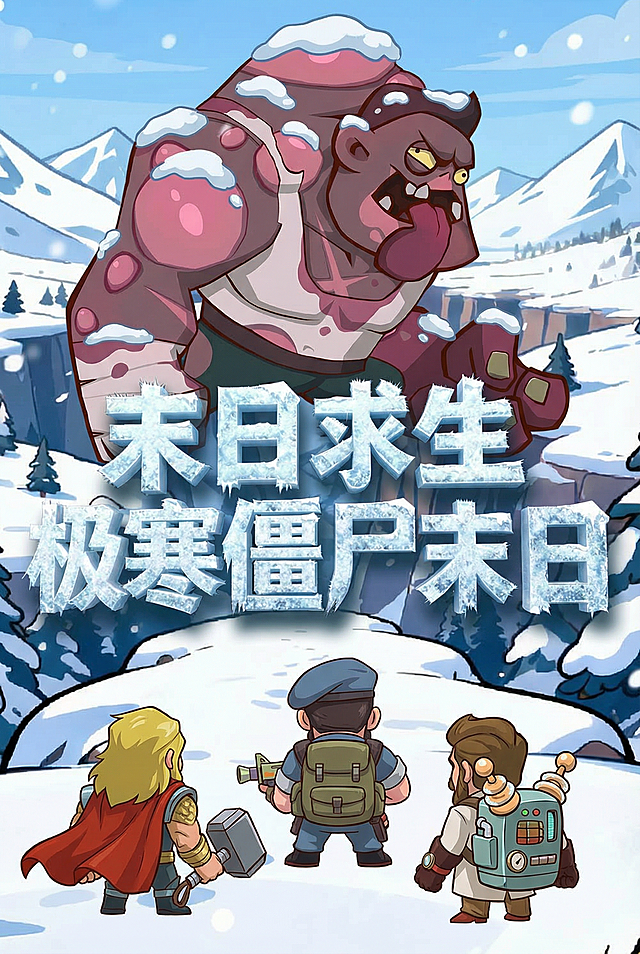 把下面的三个人物变成背面，把上方的僵尸加点积雪