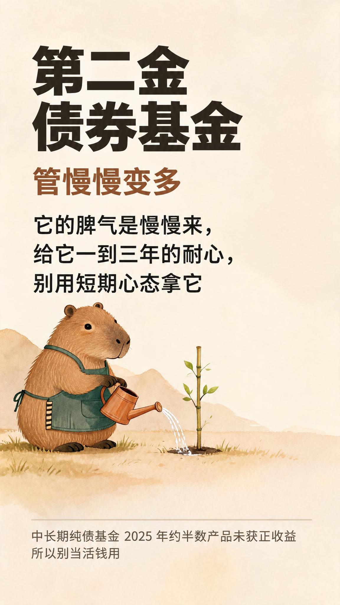 在这张水彩风格水豚浇树苗的插画基础上，添加精确位置的文字和分隔… - 图片创意预览
