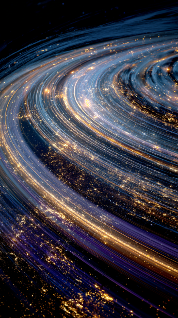 Abstract cosmic landscape, swirling concentric bands, ultramarine and amethyst hues with luminous go预览效果