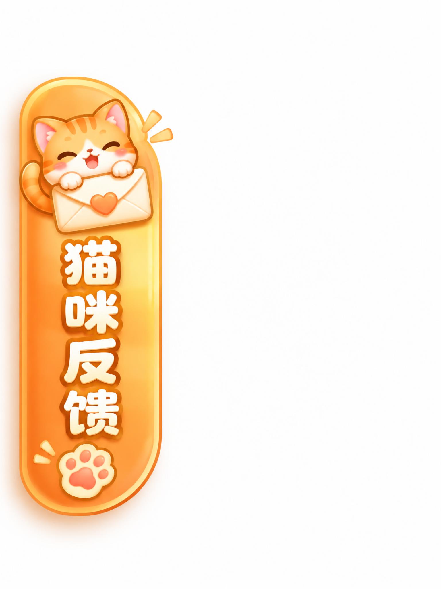 猫咪反馈的左侧侧边悬浮图标，宠物养成游戏风格，橙色暖色调，与之… - 图片创意预览