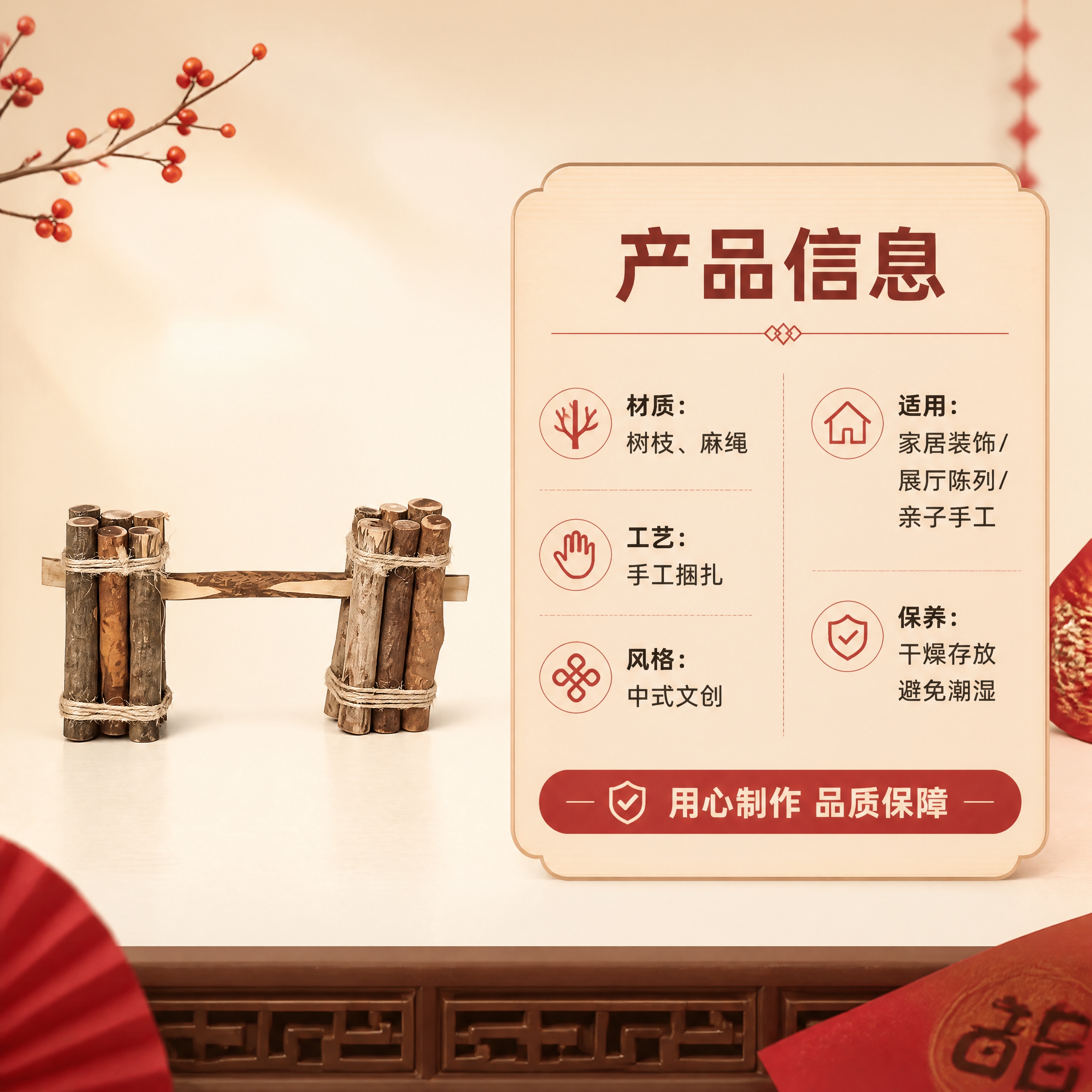 [商品] 使用【图1】喜庆小捆柴摆件；保留树枝麻绳捆扎结构、原… - 图片创意预览