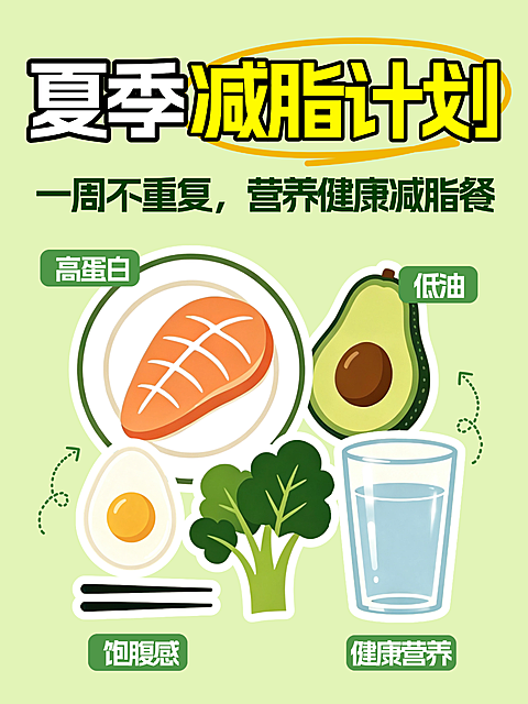 绿色健康夏季减脂计划小红书笔记封面