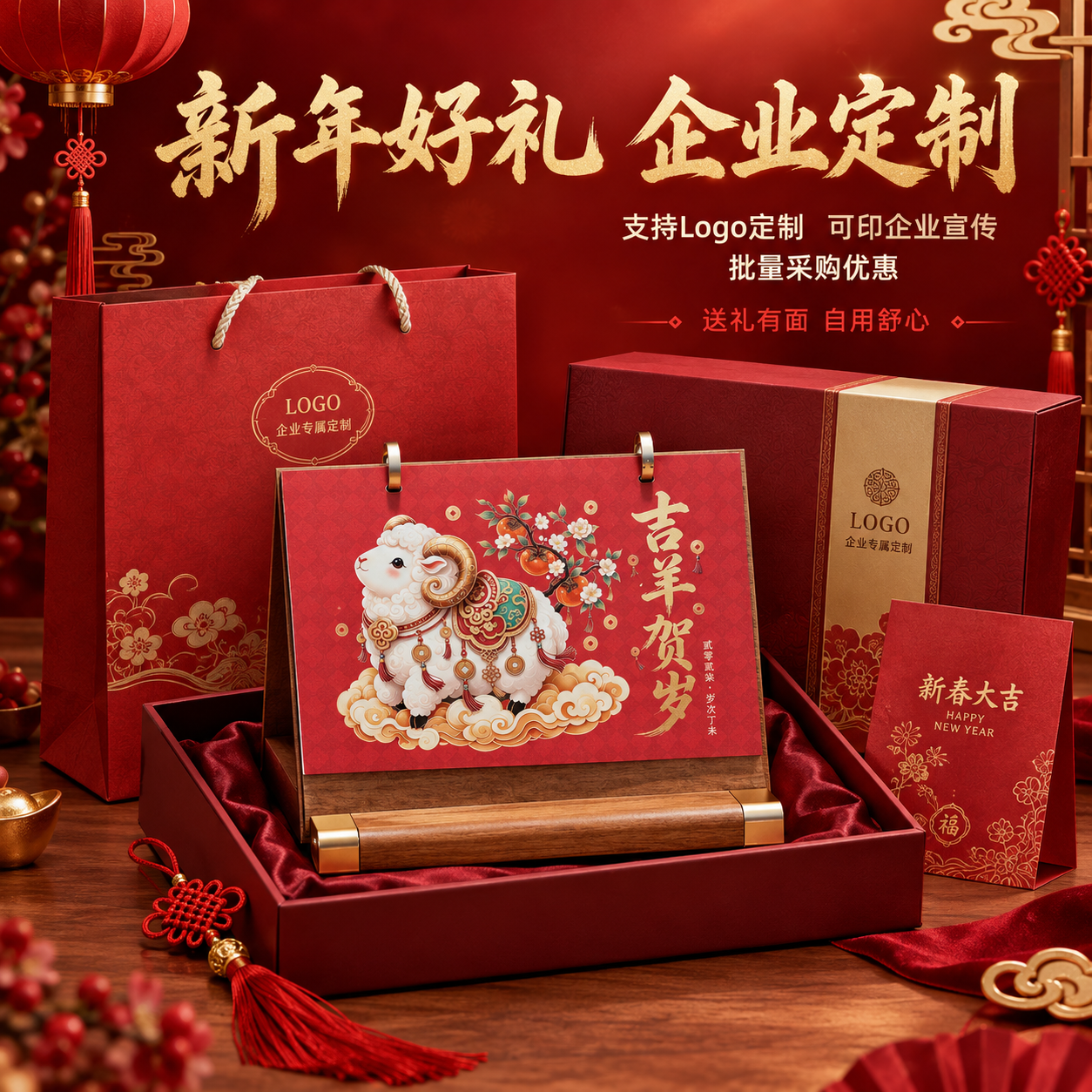 [主图-5] 企业定制与送礼价值图，突出台历作为新年礼品和企业… - 图片创意预览