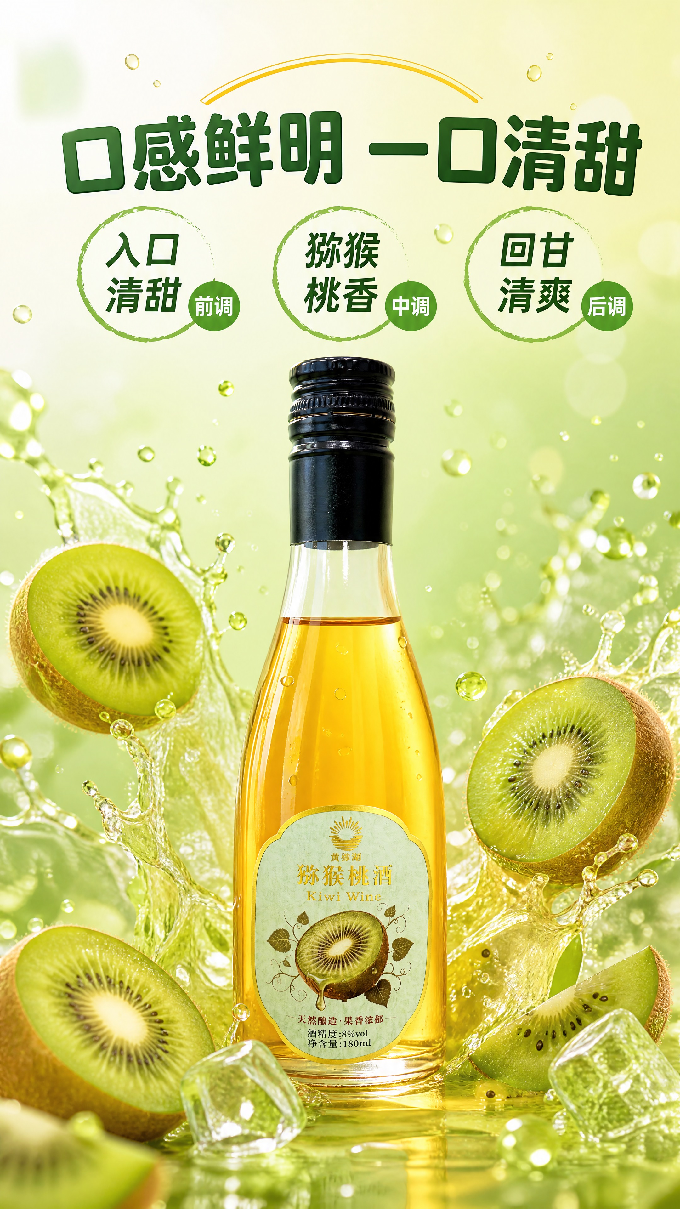 [商品] 使用【图1】黄猕湖猕猴桃酒玻璃瓶；保留瓶身造型、透明… - 图片创意预览