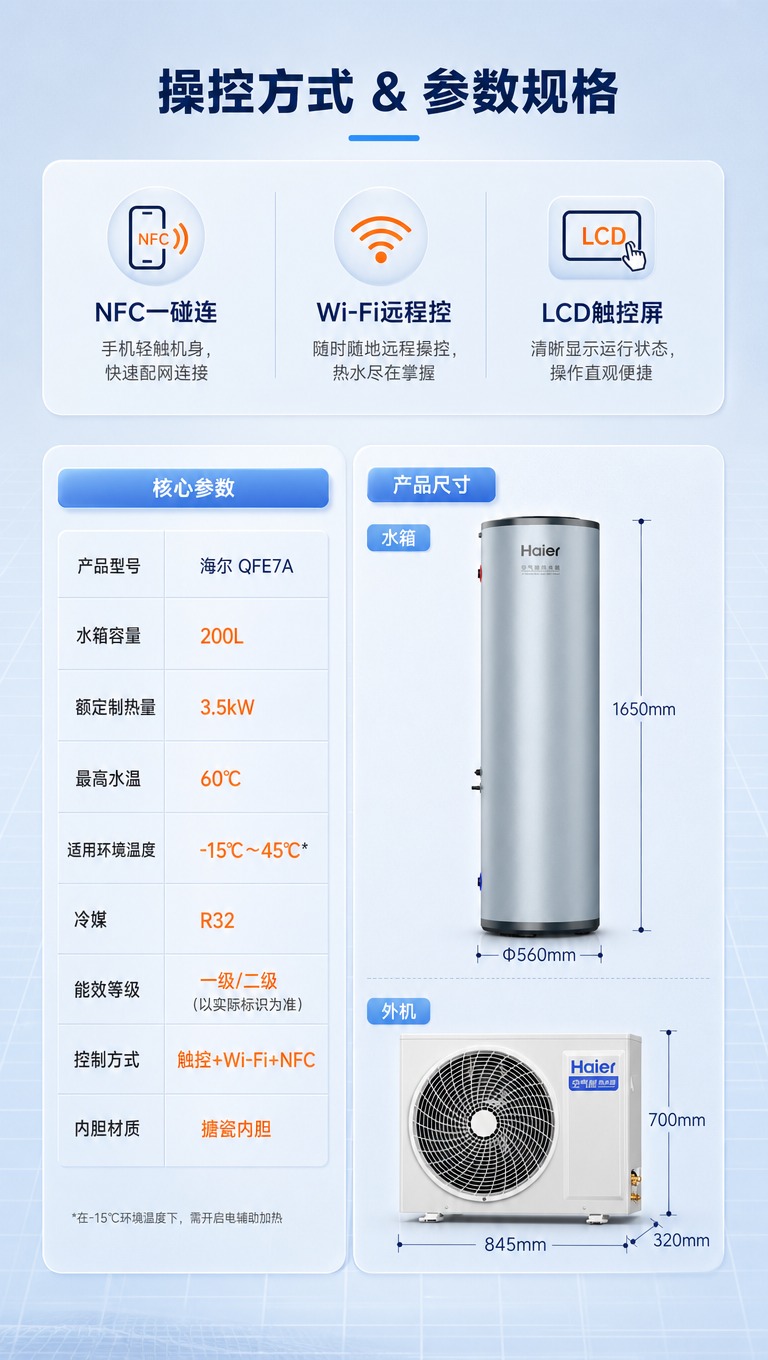 [商品] 使用【图1】海尔QFE7A空气能热水器水箱+外机；保… - 图片创意预览