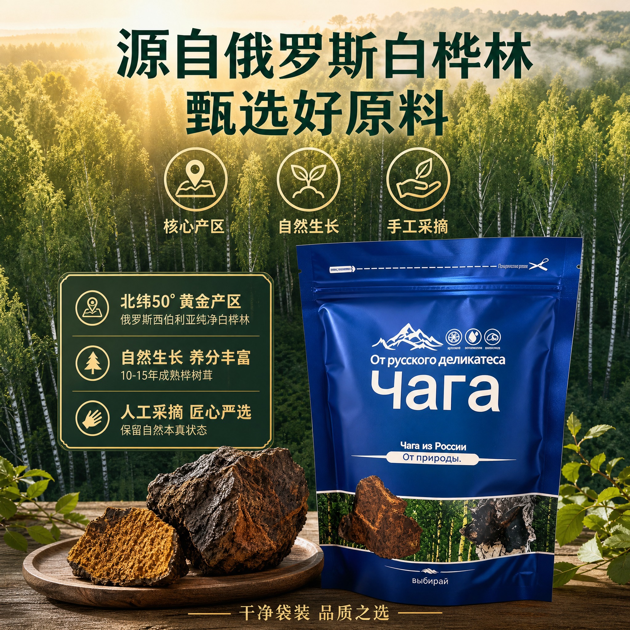 [主图-2] 俄芝桦俄罗斯进口桦树茸 产地溯源与核心卖点 信任… - 图片创意预览