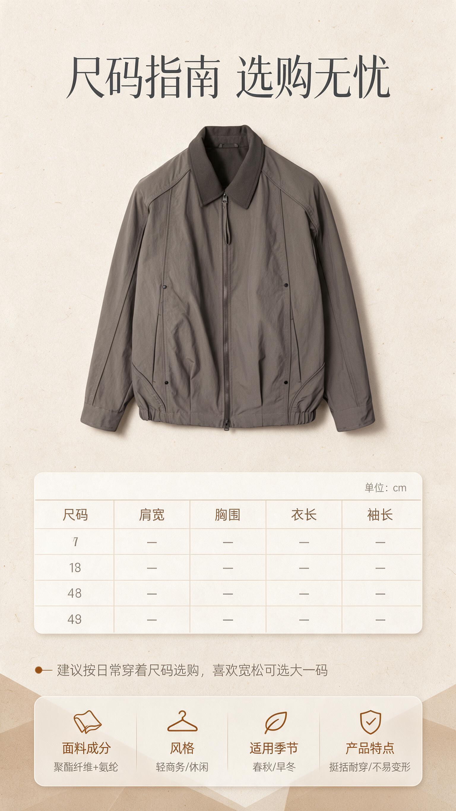 [商品] 使用【图1】咖色男士翻领夹克；商品处理：保留翻领、拉… - 图片创意预览