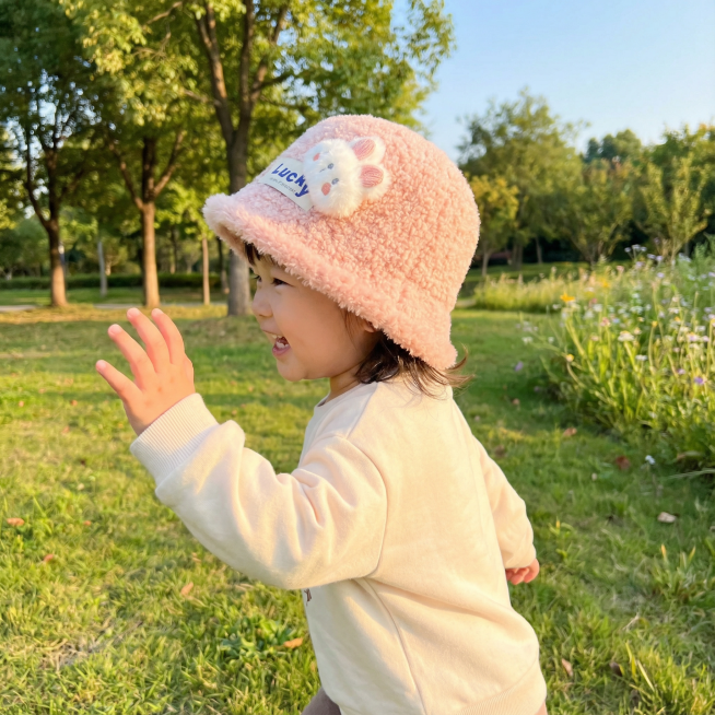 真实模特穿戴展示（模特年龄1-3岁），在家日常或者出行游玩，可以多角度，严格保留原图图案款式，不改变结构预览效果