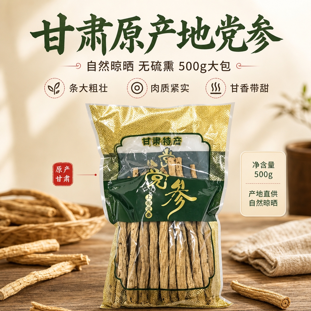 [商品] 使用【图1】甘肃党参500g透明袋装产品；保留包装袋… - 图片创意预览