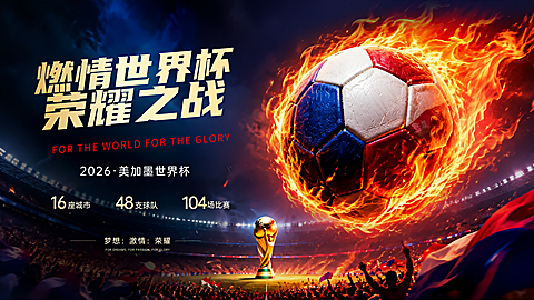2026决战世界杯宣传推广热血感横屏海报
