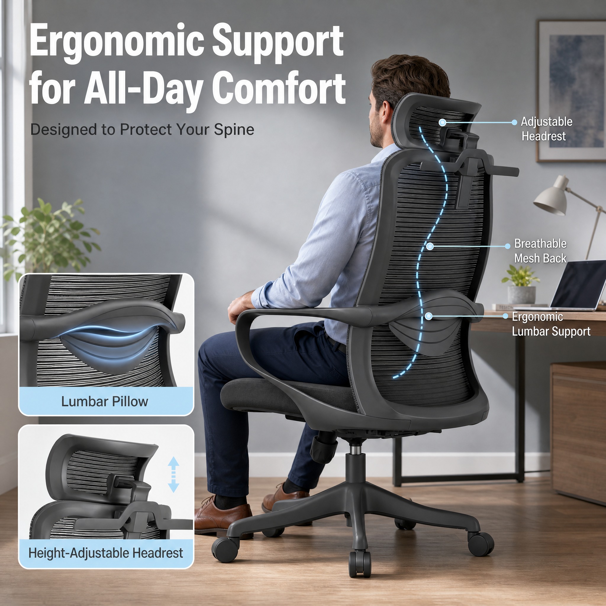 [主图-1] 主题：Ergonomic Lumbar Supp… - 图片创意预览