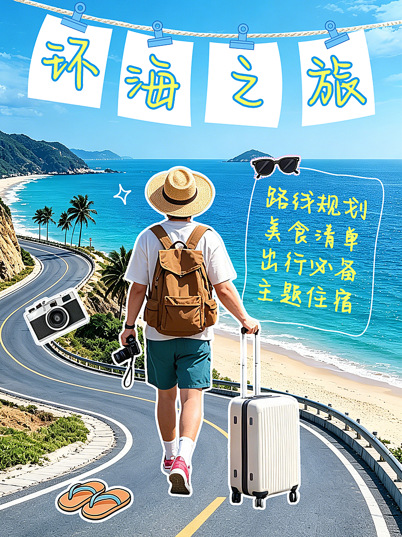 夏日旅游出行攻略实景风小红书配图