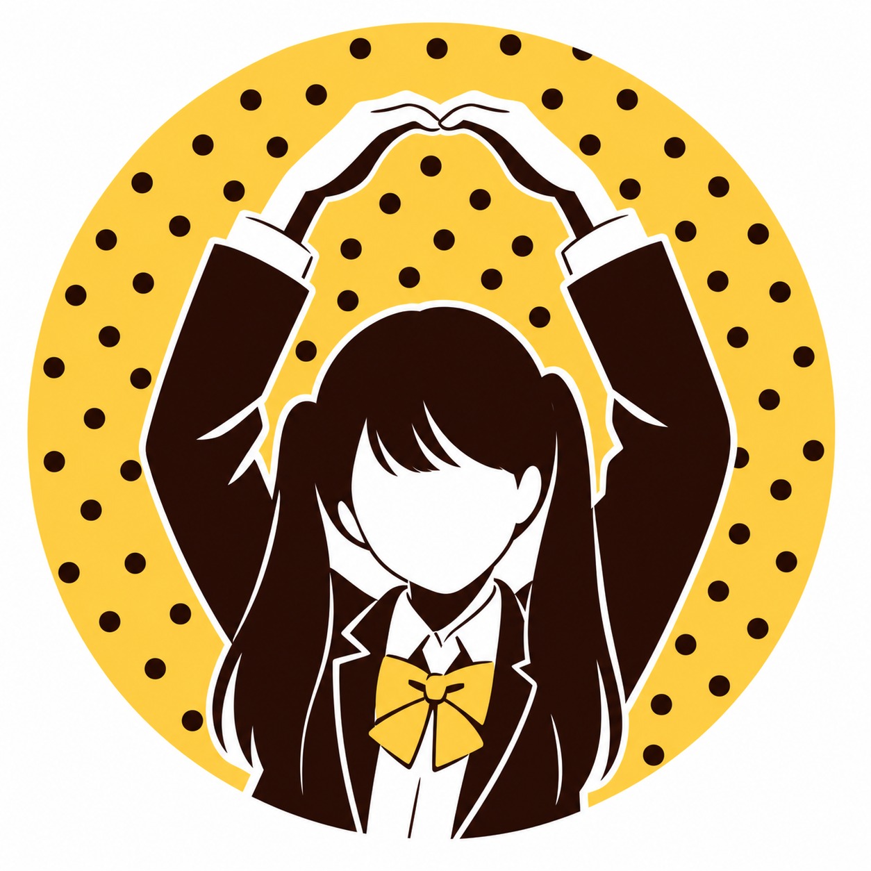 参考第二张图中双手在头顶比心的女学生形象，按照第三张图的日式扁… - 图片创意预览