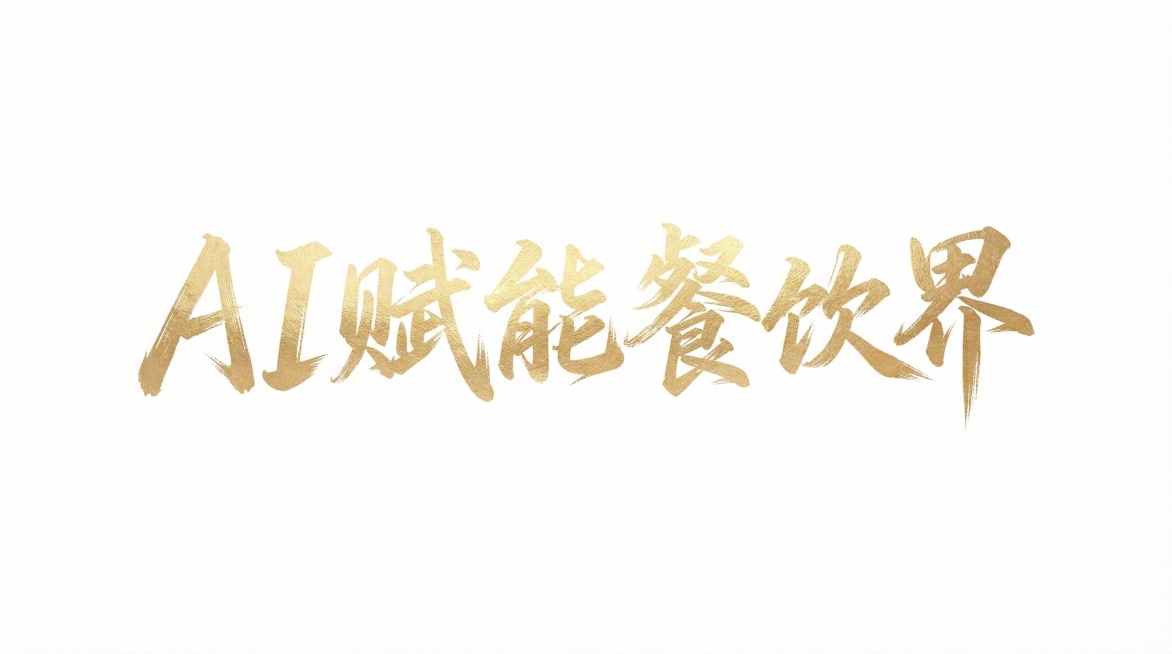 「图片1」根据这个字体风格和颜色，生成：AI赋能餐饮界，白底图预览效果