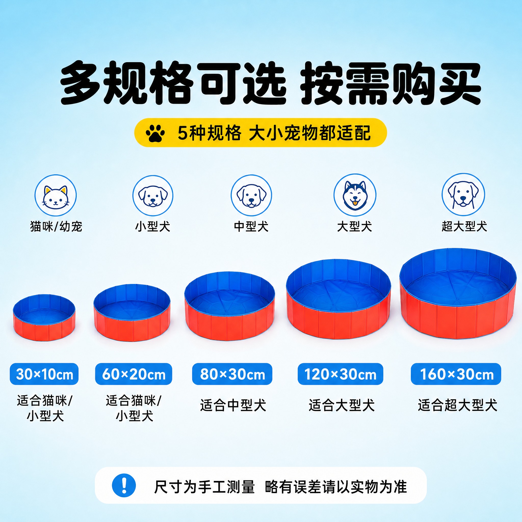 [主图-4] 多规格尺寸图（单独规格展示），主题：5种规格 大… - 图片创意预览