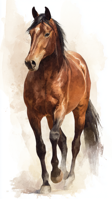 A well-built adult horse, with a clearly defined head, erect ears, bright and lively eyes, a long a预览效果