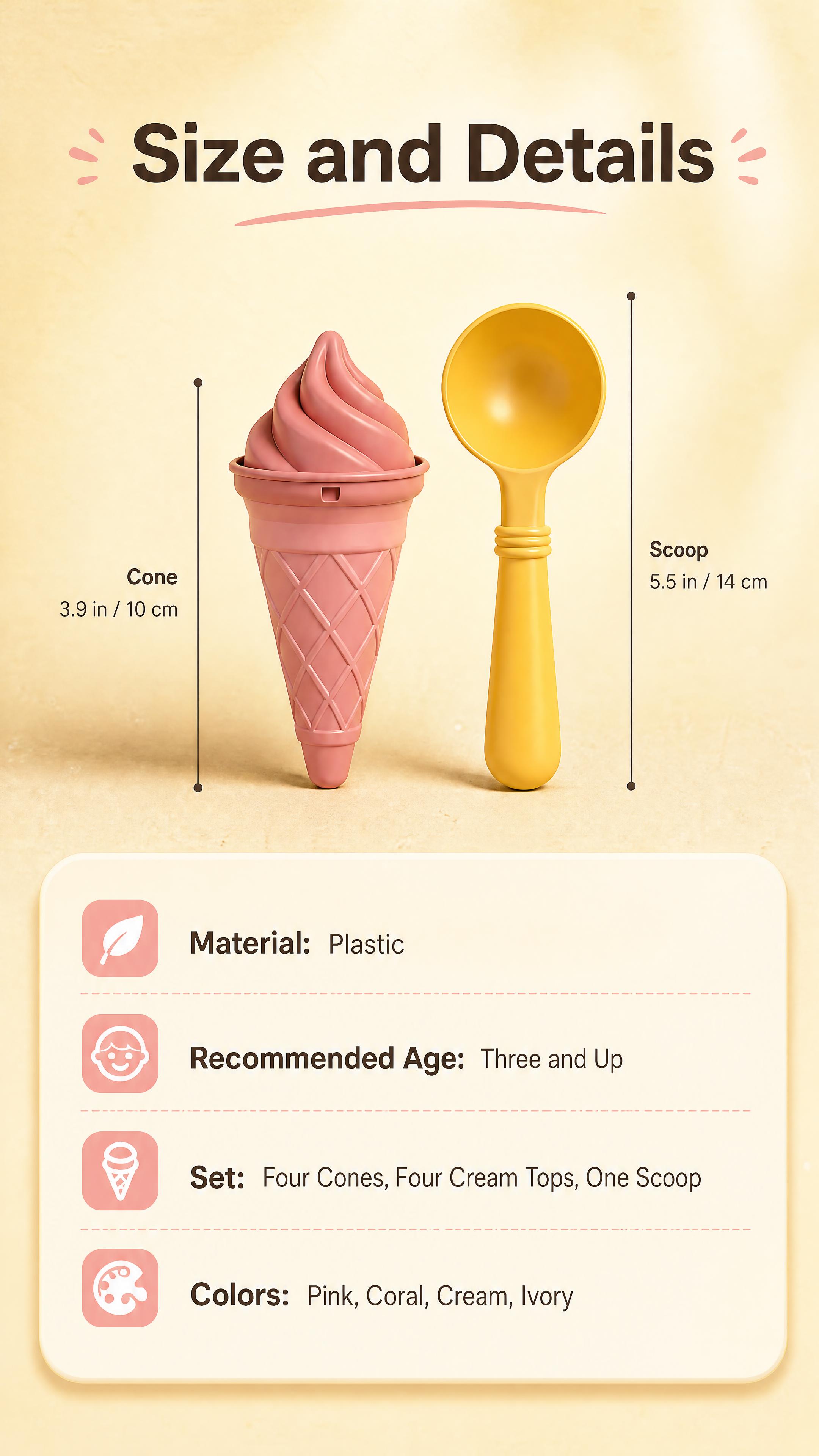 [商品] 使用【图3】作为尺寸与结构的唯一依据：甜筒高约3.9… - 图片创意预览
