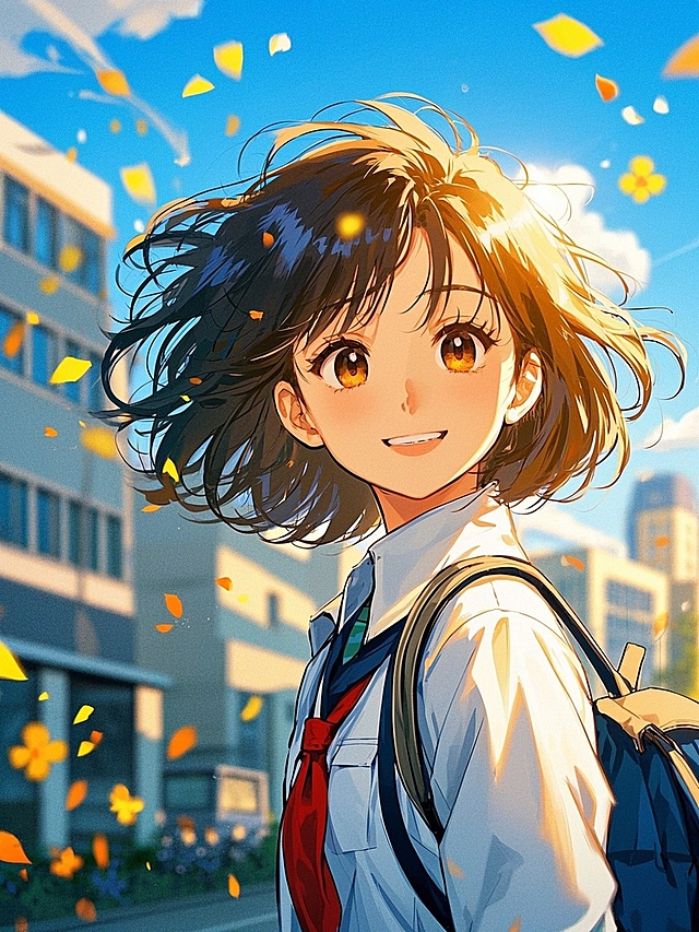 少女风中回眸半身，蓬松刘海，动态模糊，发丝分离，侧身正面照，嘴角微微上扬，超现实主义，印象派，细节丰富，色彩生动完美，氛围高光，个性视角，非对称，对焦人物主体，既视感，现场感，浓浓的氛围感拉满，虚焦，景深，高噪点，强烈的胶片颗粒质感，层次丰富，暗角，写意，光的美学，超现实，高级感，温柔惊艳，蓝色系，正面光，脸上有光影