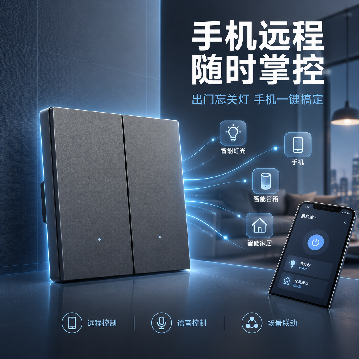 [主图-2] 二开智能开关主图，淘宝主图，鸿蒙系统智能开关，主… - 图片创意预览