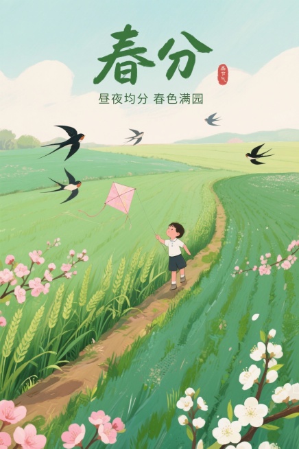 生成2张海报，一张春节的庆祝海报，一张春分的节气海报预览效果