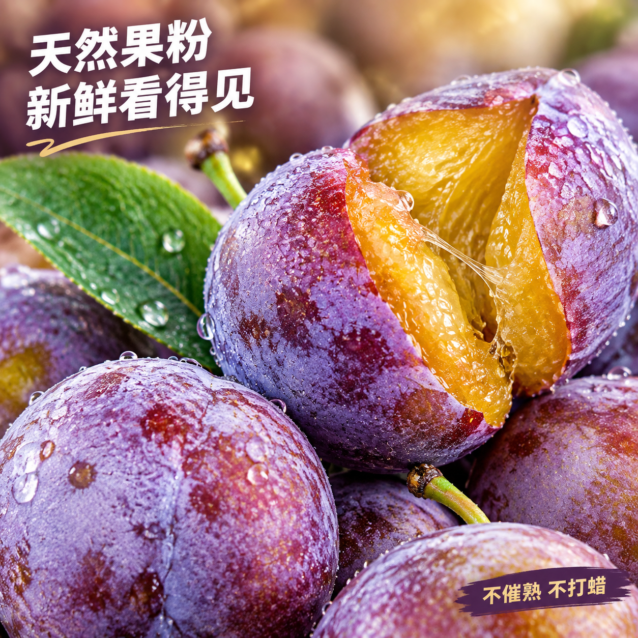 [主图-3] 新疆西梅细节微距种草，突出果皮果粉质感与果肉细腻… - 图片创意预览