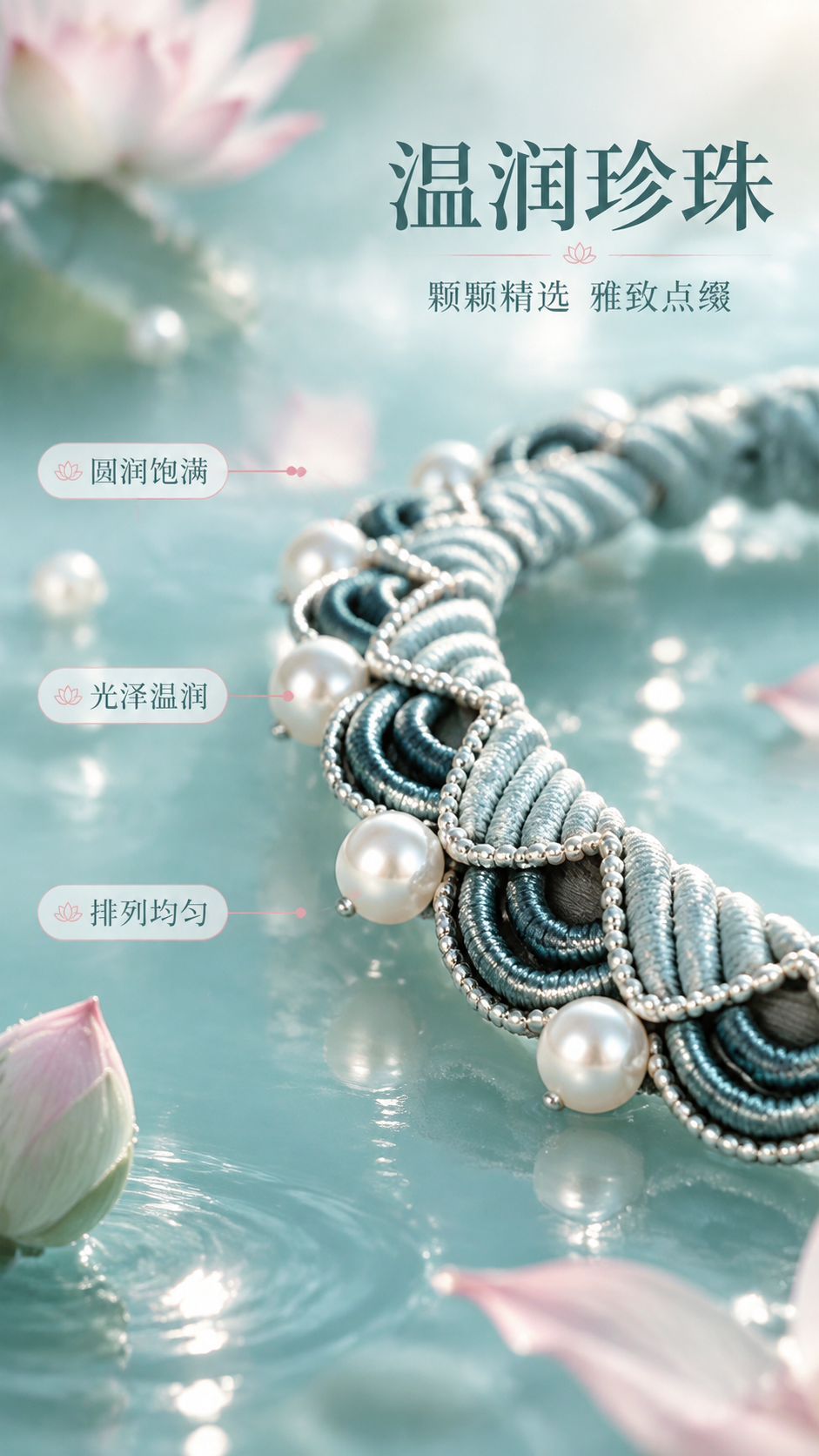 [商品] 使用【图1】非遗手工编织荷花珍珠手链；保留手链整体结… - 图片创意预览